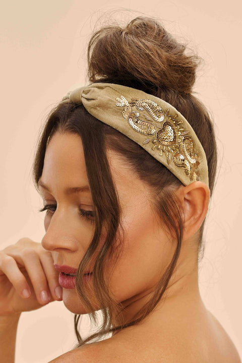 Powder Design inc - Velvet Embellished Headband - Sage Heart