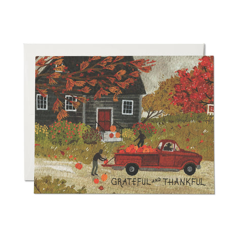 Red Cap Cards - Pumpkin Truck Thank You greeting card