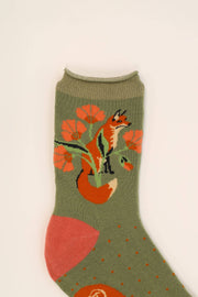 Powder Design inc - Fox in a Meadow Ankle Socks - Sage