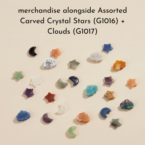 Assorted Carved Crystal Moons, Stars, Lightning Bolts - 36 pcs 🌙