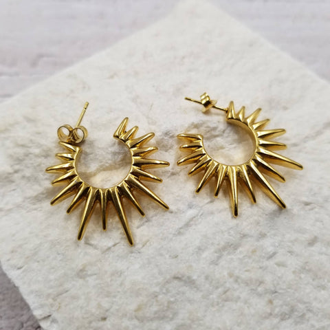 Treasure Wholesale - Gold Sunburst Studs