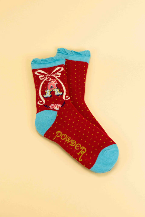 Powder Design inc - A-Z Alphabet Monogram Letter Ankle Socks