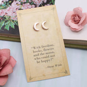 ZAD - Literary Quotes Crescent Moon Post Earrings