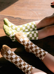 Kids Checkerboard Socks (+6 Colors): Black & Cream