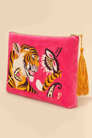 Powder Design inc - Velvet Embroidered Zip Pouch - Thrill of the Tiger