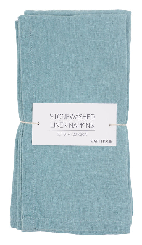 KAF Home - KAF Home 100% Stone Washed Linen Napkins-Set Of 4, 20" x 20": Ochre