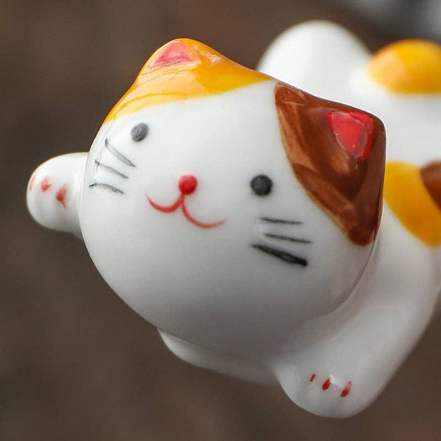 Gohobi - Gohobi Ceramic Front Lying Cat Chopstick Rest