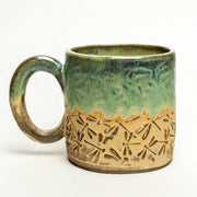 White Squirrel Clayworks - Green Dragonfly Pattern Handmade in Ohio Ceramic 10 oz Mug