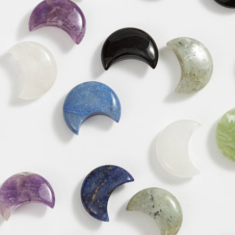Assorted Carved Crystal Moons, Stars, Lightning Bolts - 36 pcs 🌙