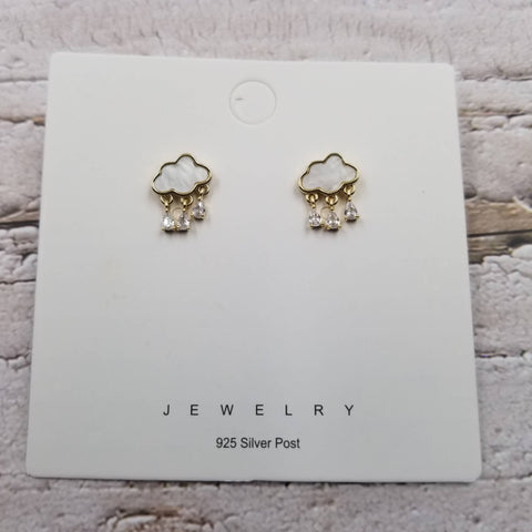 Treasure Wholesale - Natural Shell Zircon Cloud Earrings