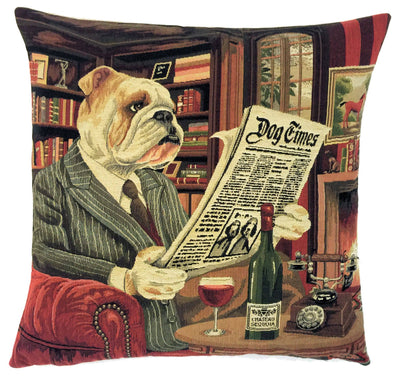 yapatkwa - art of the loom - 14"x14" anthropomorphic bulldog pillow cover