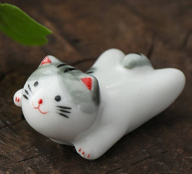 Gohobi - Gohobi Ceramic Front Lying Cat Chopstick Rest