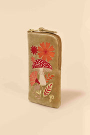 Powder Design inc - Velvet Embroidered Glasses Pouch - Tranquil Toadstool, Sage