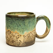 White Squirrel Clayworks - Green Dragonfly Pattern Handmade in Ohio Ceramic 10 oz Mug