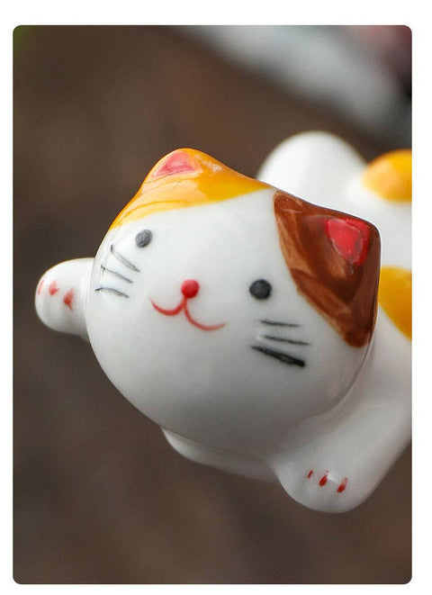 Gohobi - Gohobi Ceramic Front Lying Cat Chopstick Rest