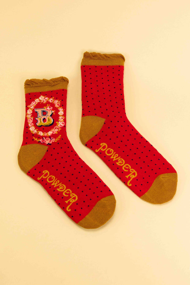 Powder Design inc - A-Z Alphabet Monogram Letter Ankle Socks