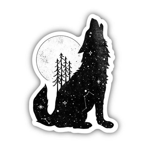 Big Moods - Howling Wolf and Moon Sticker