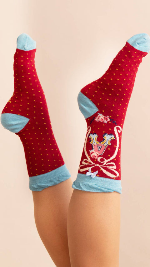 Powder Design inc - A-Z Alphabet Monogram Letter Ankle Socks