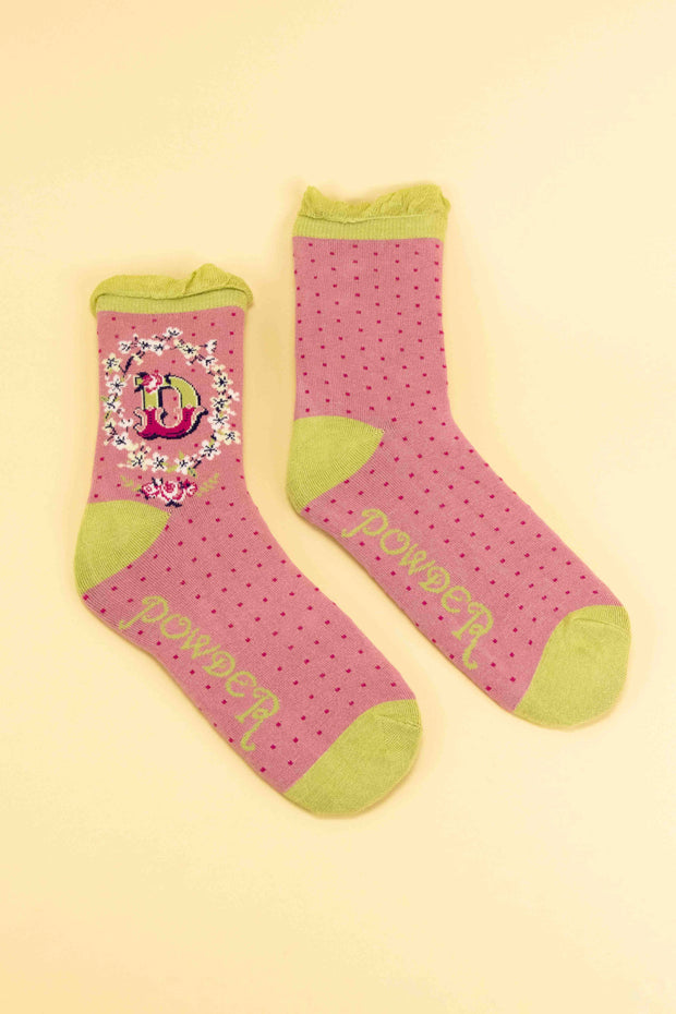 Powder Design inc - A-Z Alphabet Monogram Letter Ankle Socks