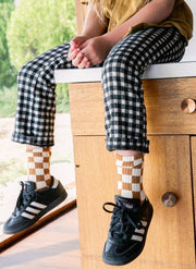 Kids Checkerboard Socks (+6 Colors): Black & Cream