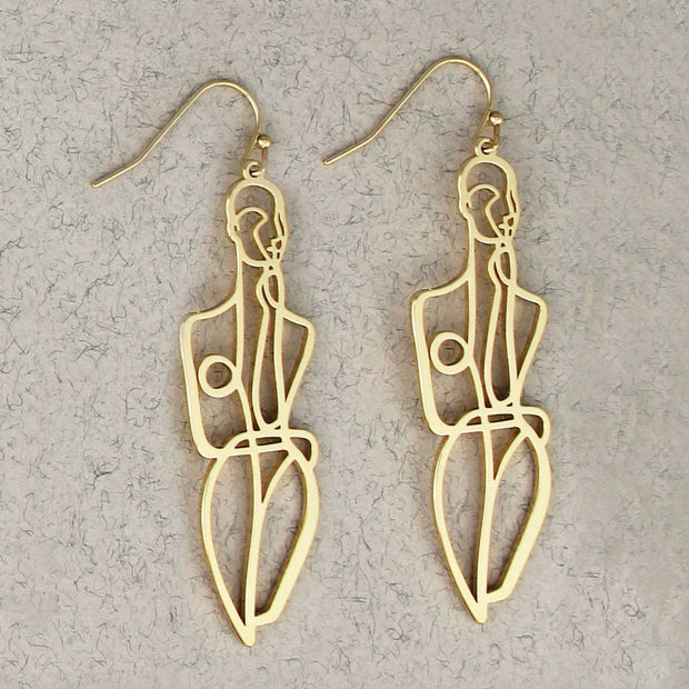 ZAD - Abstract Nude Gold Figure Earrings