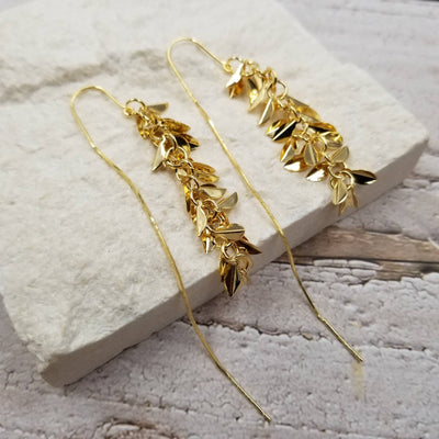 Treasure Wholesale - Fall Wheat Ear Long Tassel Earrings