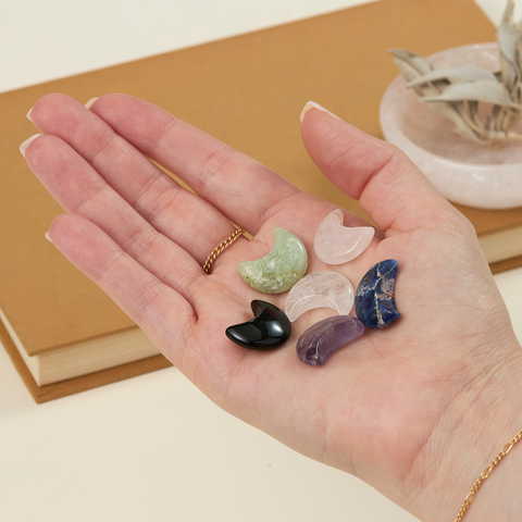 Assorted Carved Crystal Moons, Stars, Lightning Bolts - 36 pcs 🌙