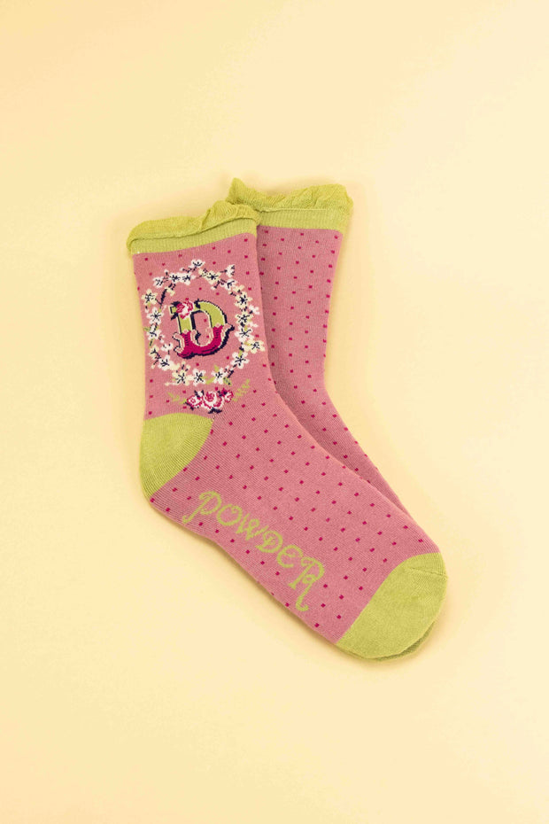 Powder Design inc - A-Z Alphabet Monogram Letter Ankle Socks