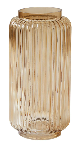 10" Ribbed Glass Vase, Champagne