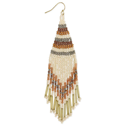 ZAD - Neutral Tone Fringe Woven Bead Earring