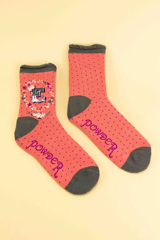 Powder Design inc - A-Z Alphabet Monogram Letter Ankle Socks