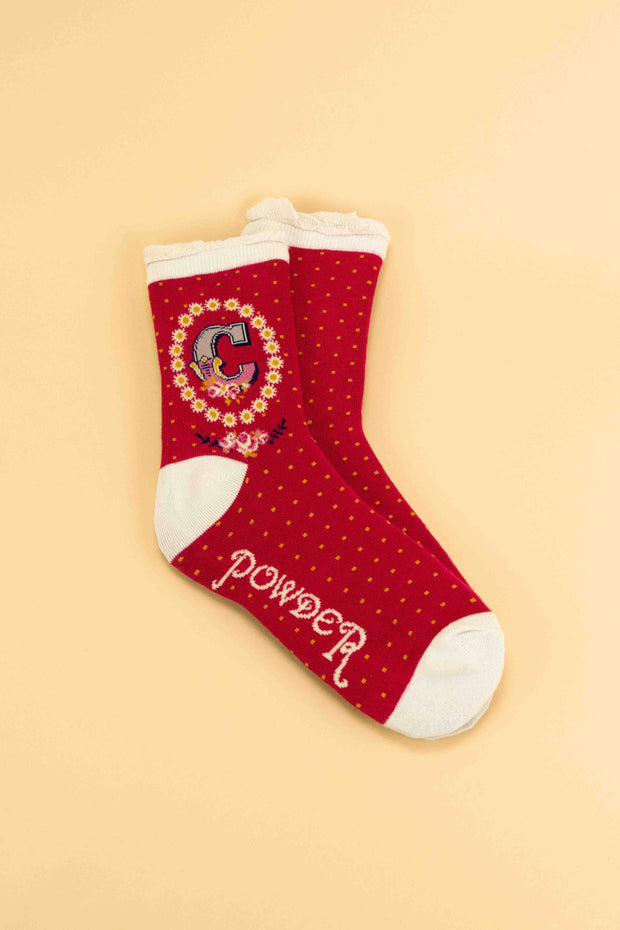 Powder Design inc - A-Z Alphabet Monogram Letter Ankle Socks