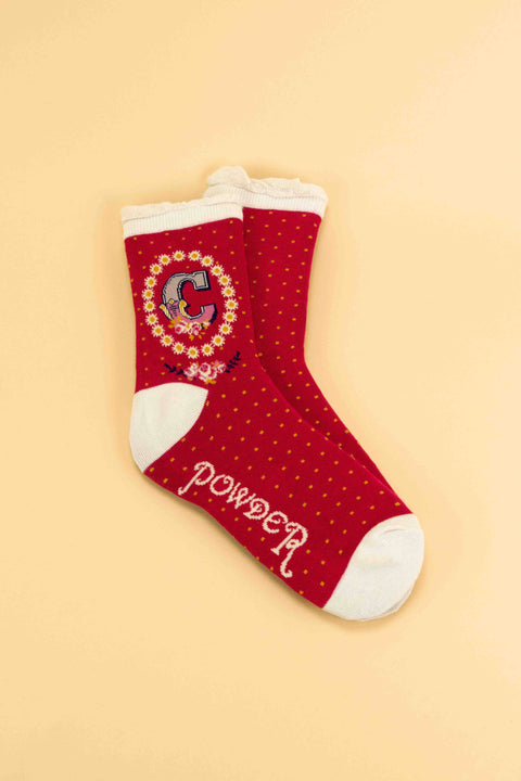 Powder Design inc - A-Z Alphabet Monogram Letter Ankle Socks