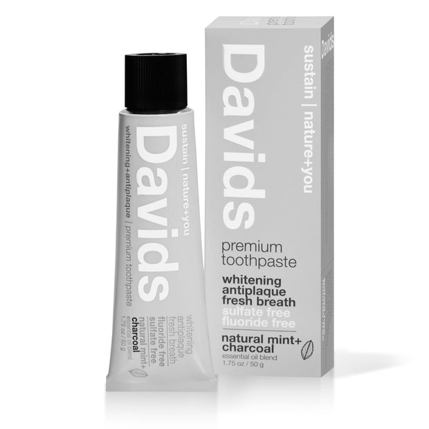 Davids Natural Toothpaste - Davids travel size premium toothpaste  /  charcoal+peppermin