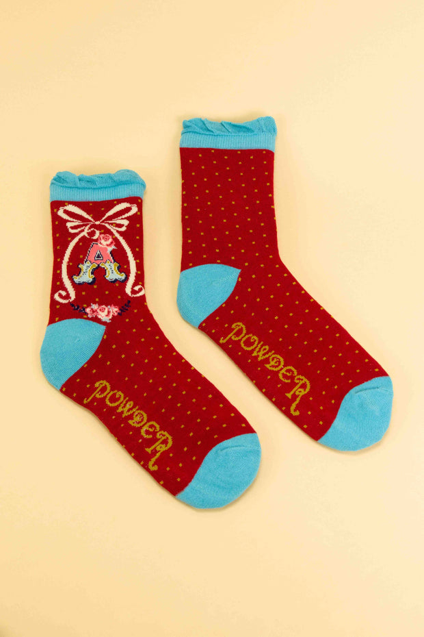 Powder Design inc - A-Z Alphabet Monogram Letter Ankle Socks