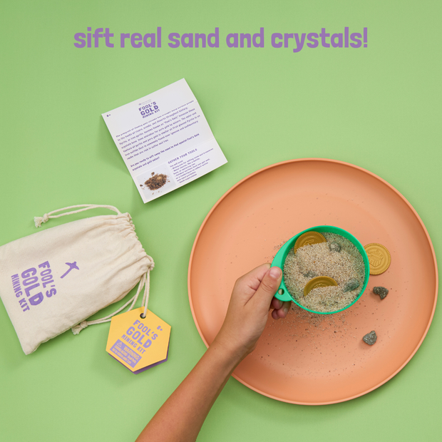 GeoCentral - Fool's Gold Mining Kit - Sift Real Sand and Crystals!