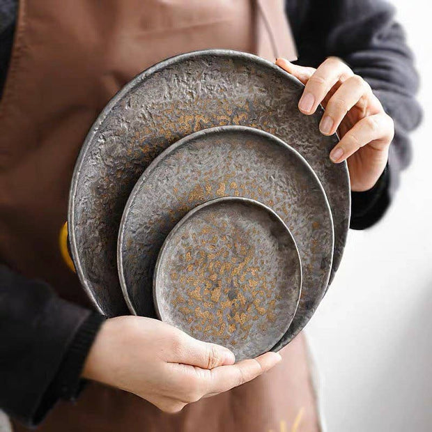 Gohobi - Gohobi Handmade Metallic Glaze Ceramic Plate: 11.8 cm