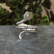 ZAD - Tight Squeeze Silver Snake Wrap Band Ring