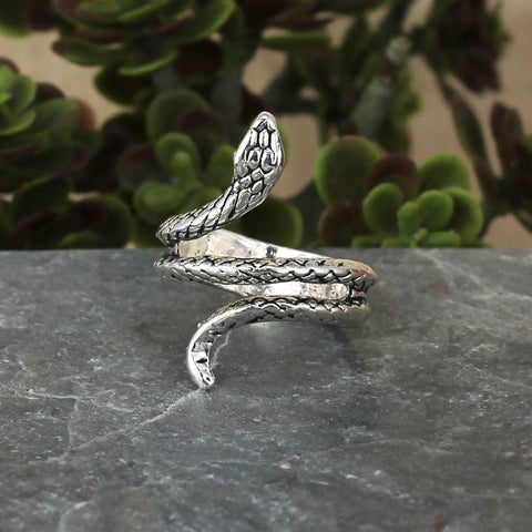 ZAD - Tight Squeeze Silver Snake Wrap Band Ring