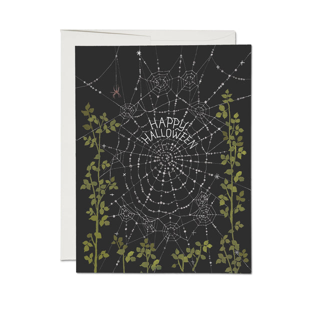 Red Cap Cards - Delicate Spider Web Halloween greeting card