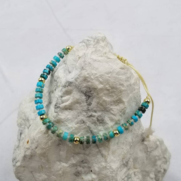 The Pretty Jewellery - Turquoise Beaded Adjustable Stone Bracelet