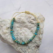 The Pretty Jewellery - Turquoise Beaded Adjustable Stone Bracelet