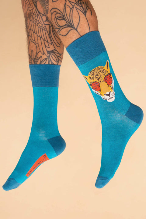 Powder Design inc - Men's Shady Jaguar Socks - Teal