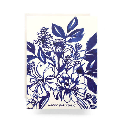 Antiquaria - Indigo Bouquet Birthday Greeting Card
