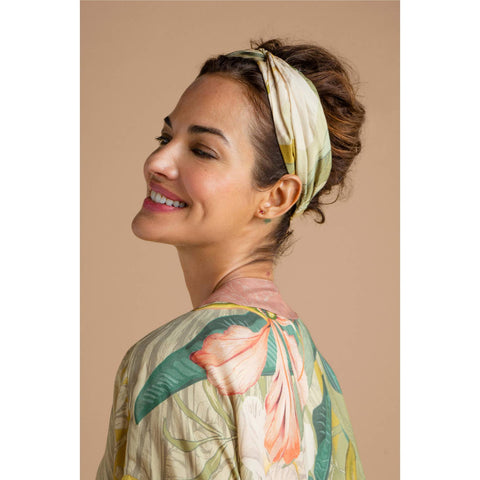 Powder Design - Elasticated Headband - Delicate Tropics in Sage