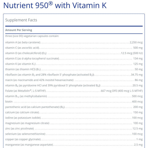 Nutrient 950 with Vitamin K (180 Capsules)