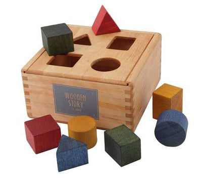 Wooden Story - Stacking Montessori Toy Shape Sorter Box Rainbow