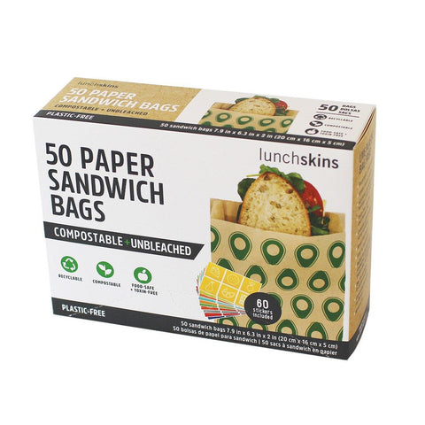 Lunchskins Unbleached Compostable Sandwich Bags - Avocado