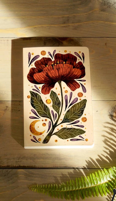 Denik - Burgundy Bloom Classic Layflat Notebook