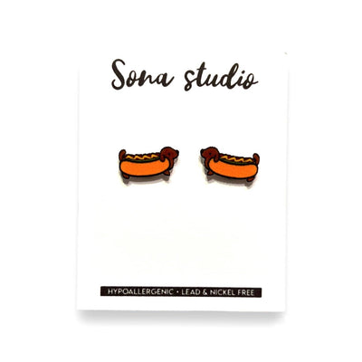 Sona Studio - Hot Dog Puppy Earrings